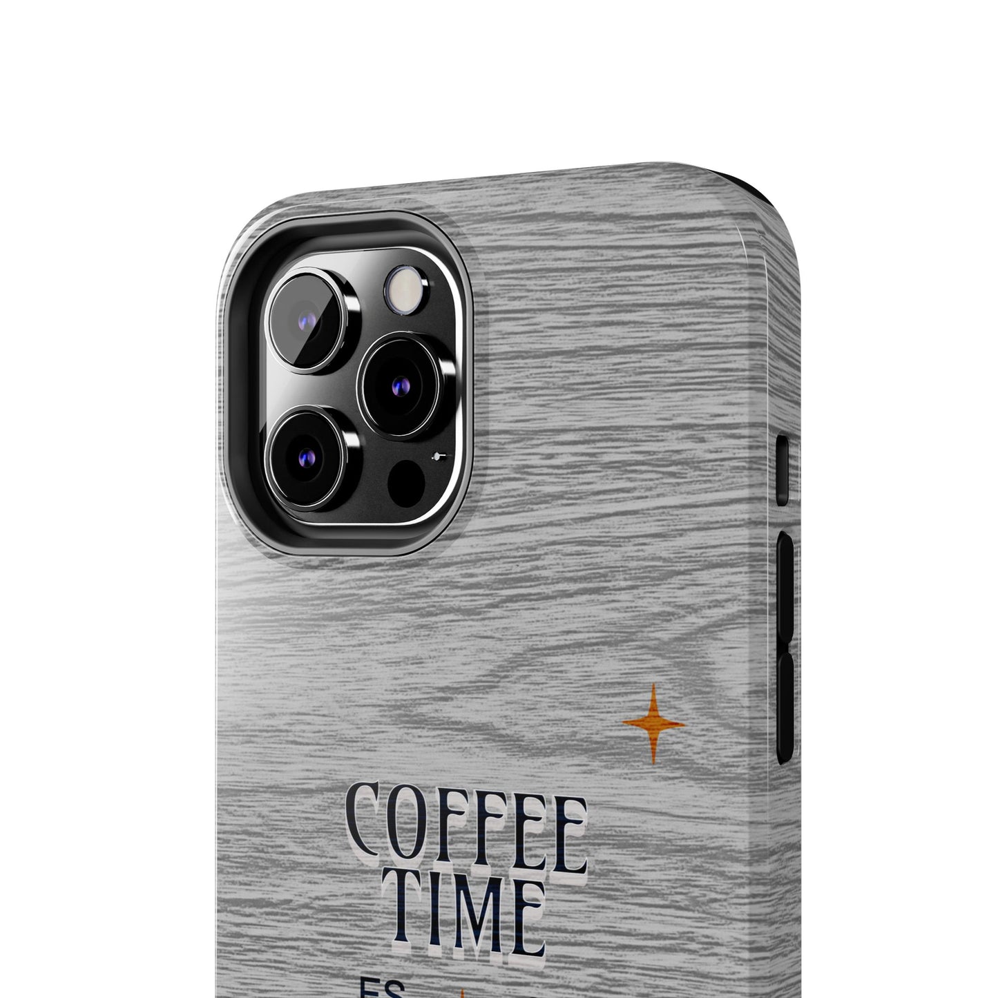 Coffee Time Tough Phone Case — Rustic Woodgrain Coffee Cup Design