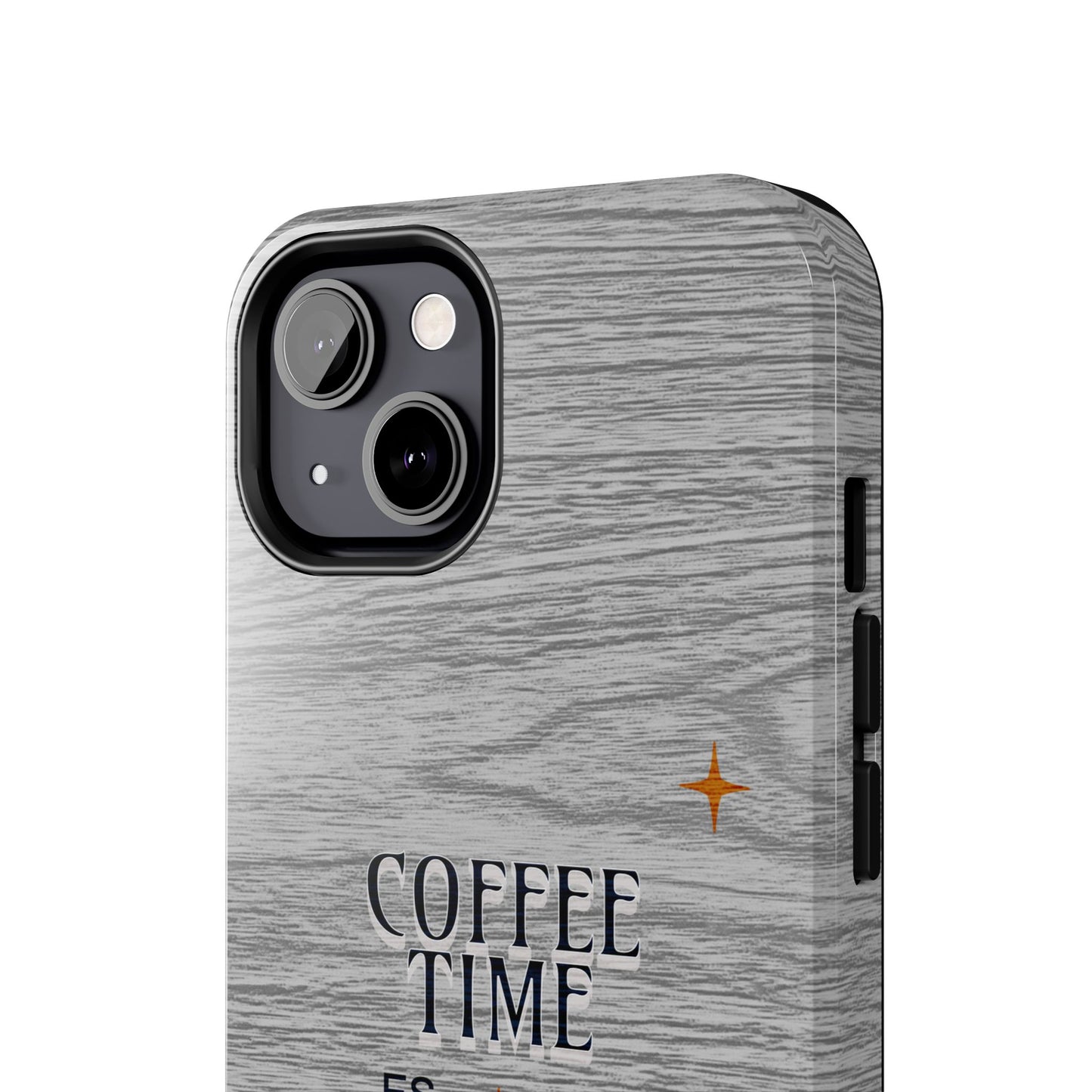 Coffee Time Tough Phone Case — Rustic Woodgrain Coffee Cup Design