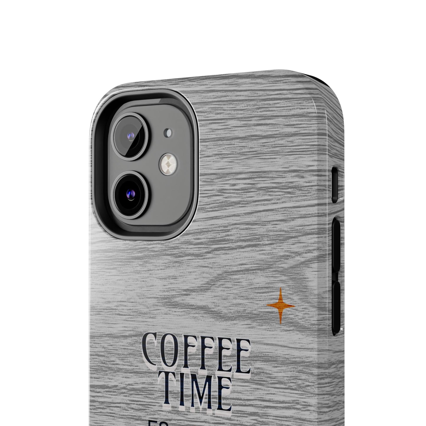 Coffee Time Tough Phone Case — Rustic Woodgrain Coffee Cup Design