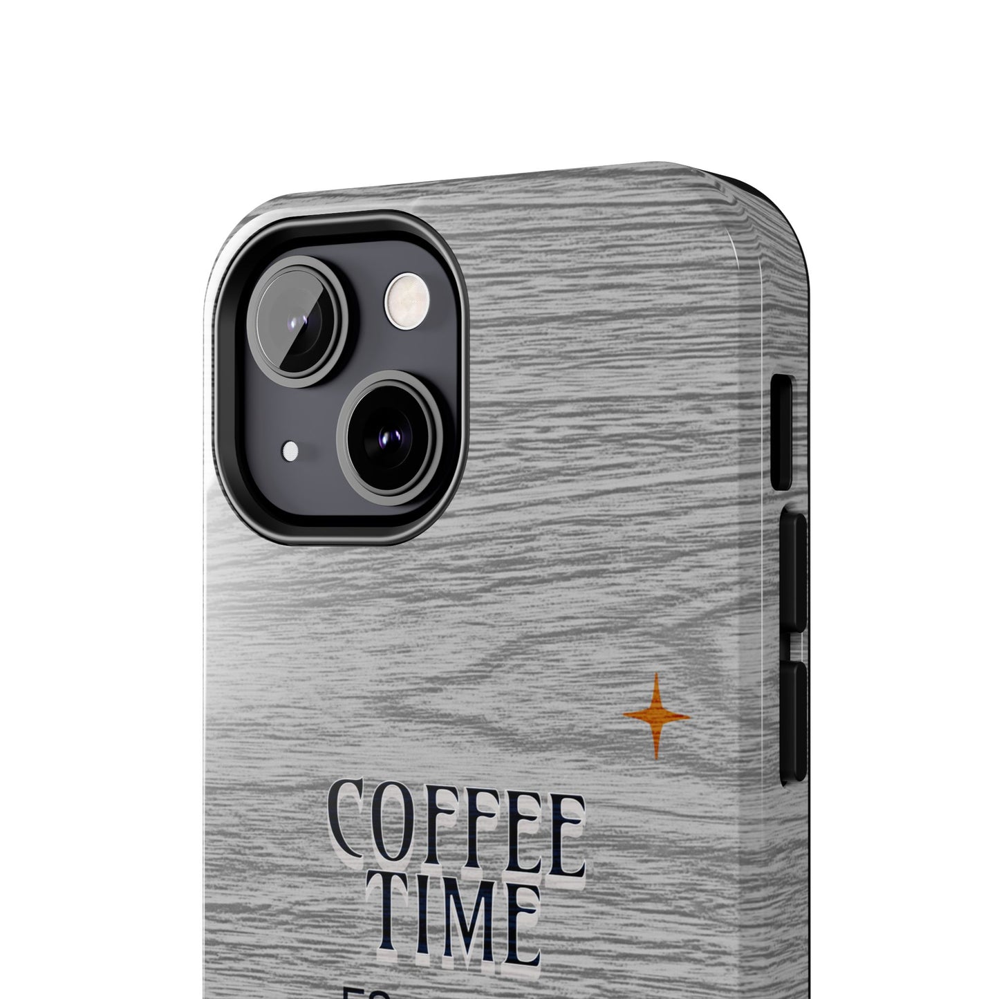 Coffee Time Tough Phone Case — Rustic Woodgrain Coffee Cup Design