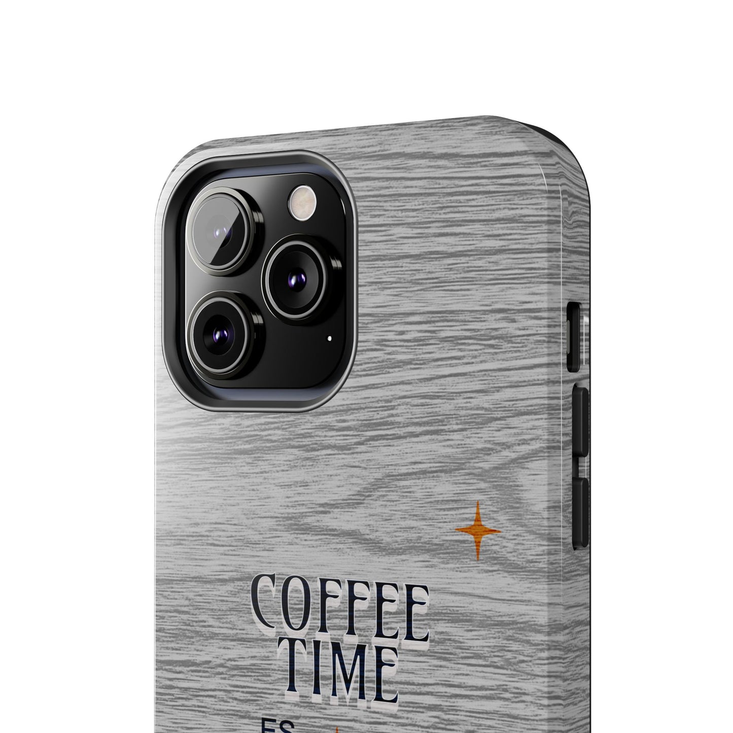 Coffee Time Tough Phone Case — Rustic Woodgrain Coffee Cup Design