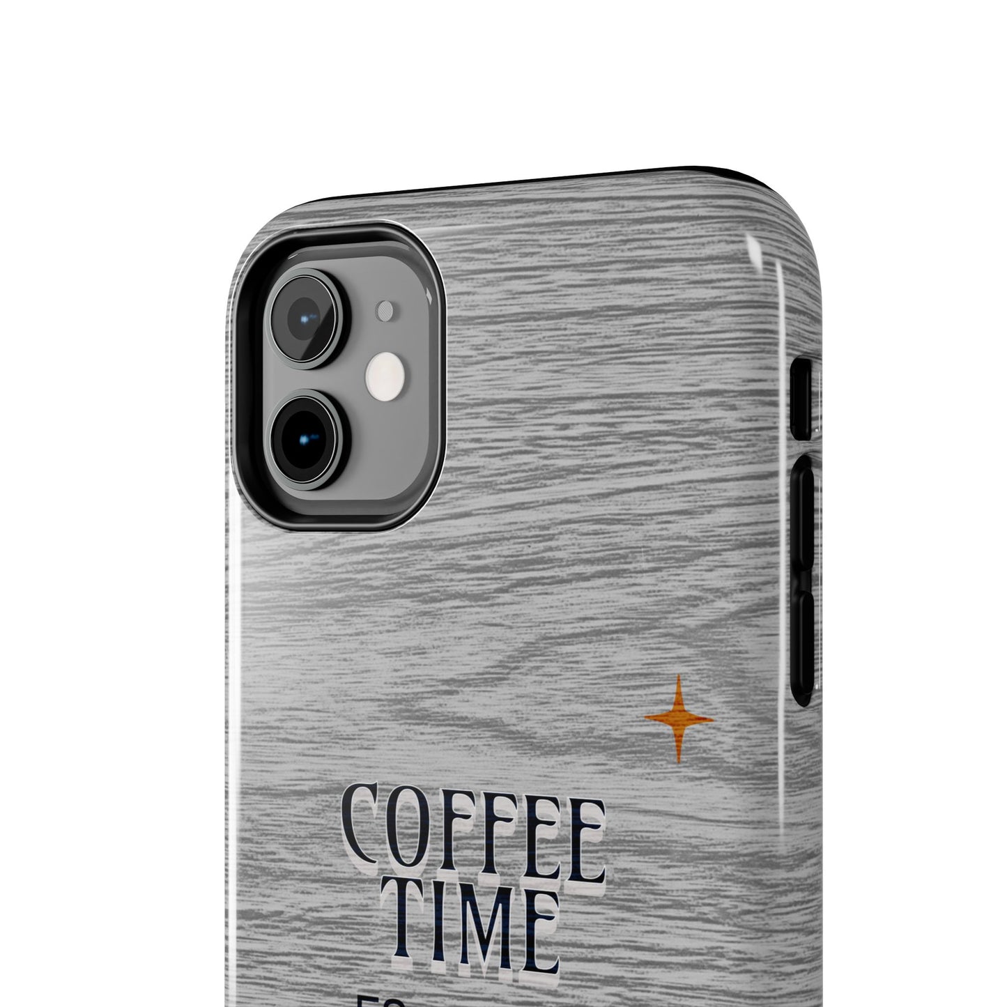 Coffee Time Tough Phone Case — Rustic Woodgrain Coffee Cup Design