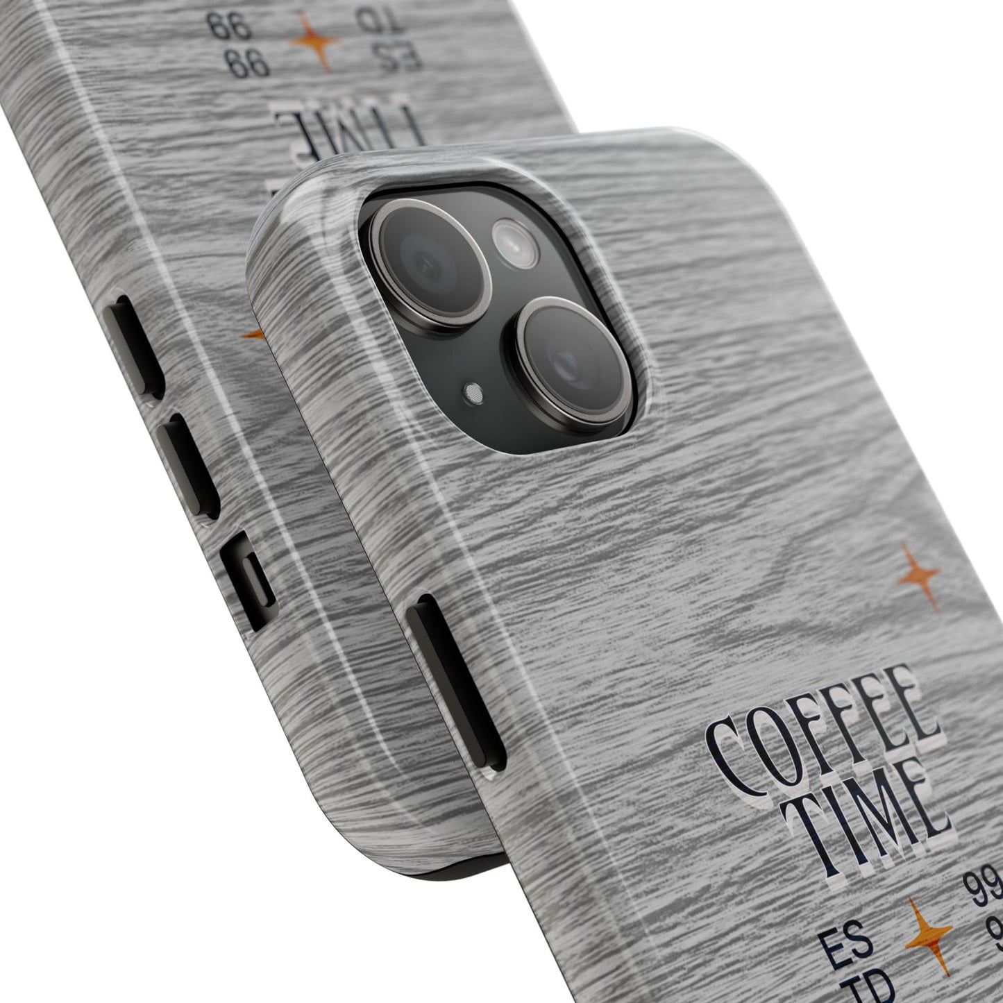Coffee Time Tough Phone Case — Rustic Woodgrain Coffee Cup Design