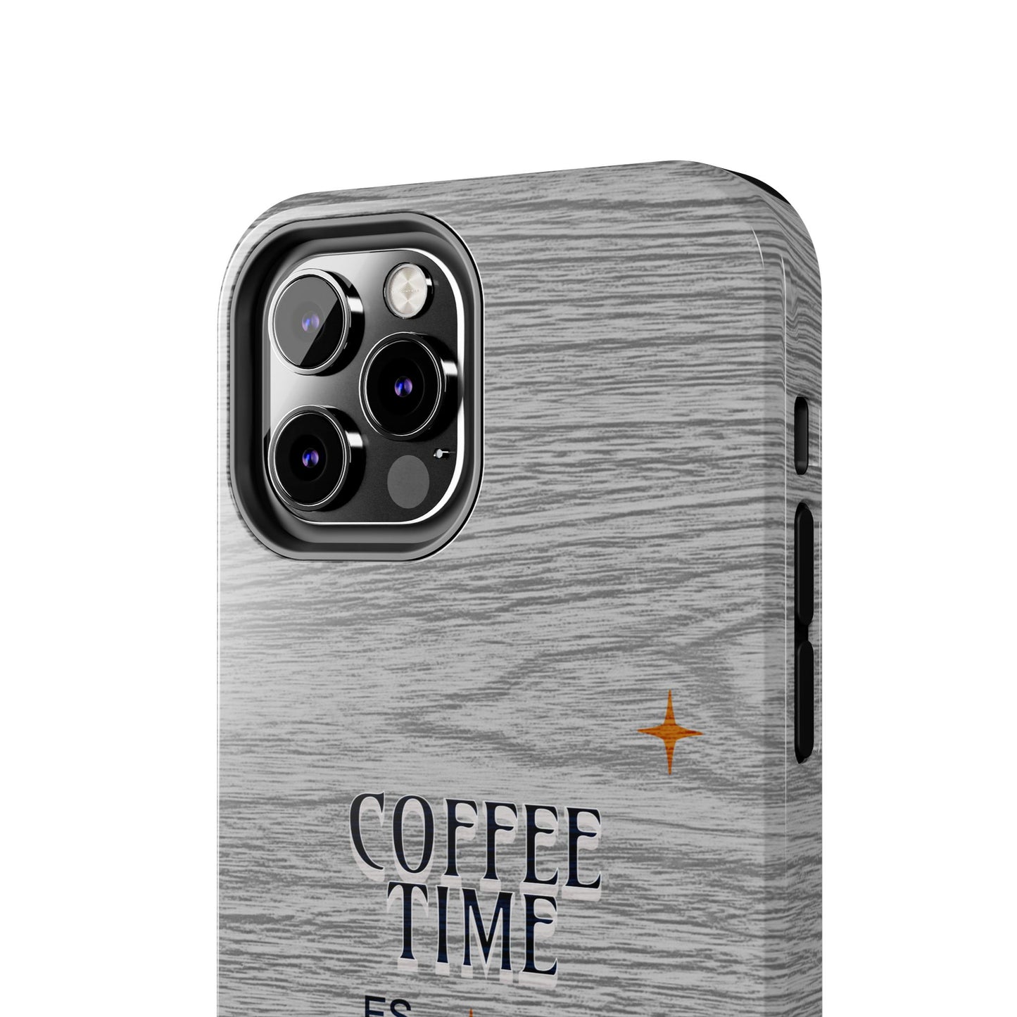 Coffee Time Tough Phone Case — Rustic Woodgrain Coffee Cup Design