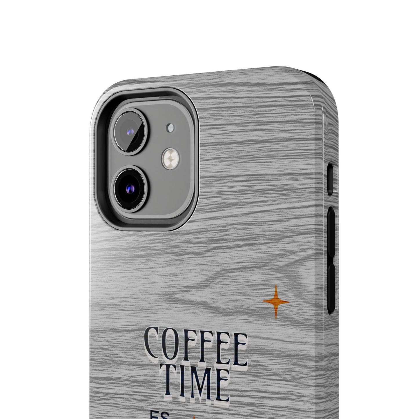 Coffee Time Tough Phone Case — Rustic Woodgrain Coffee Cup Design