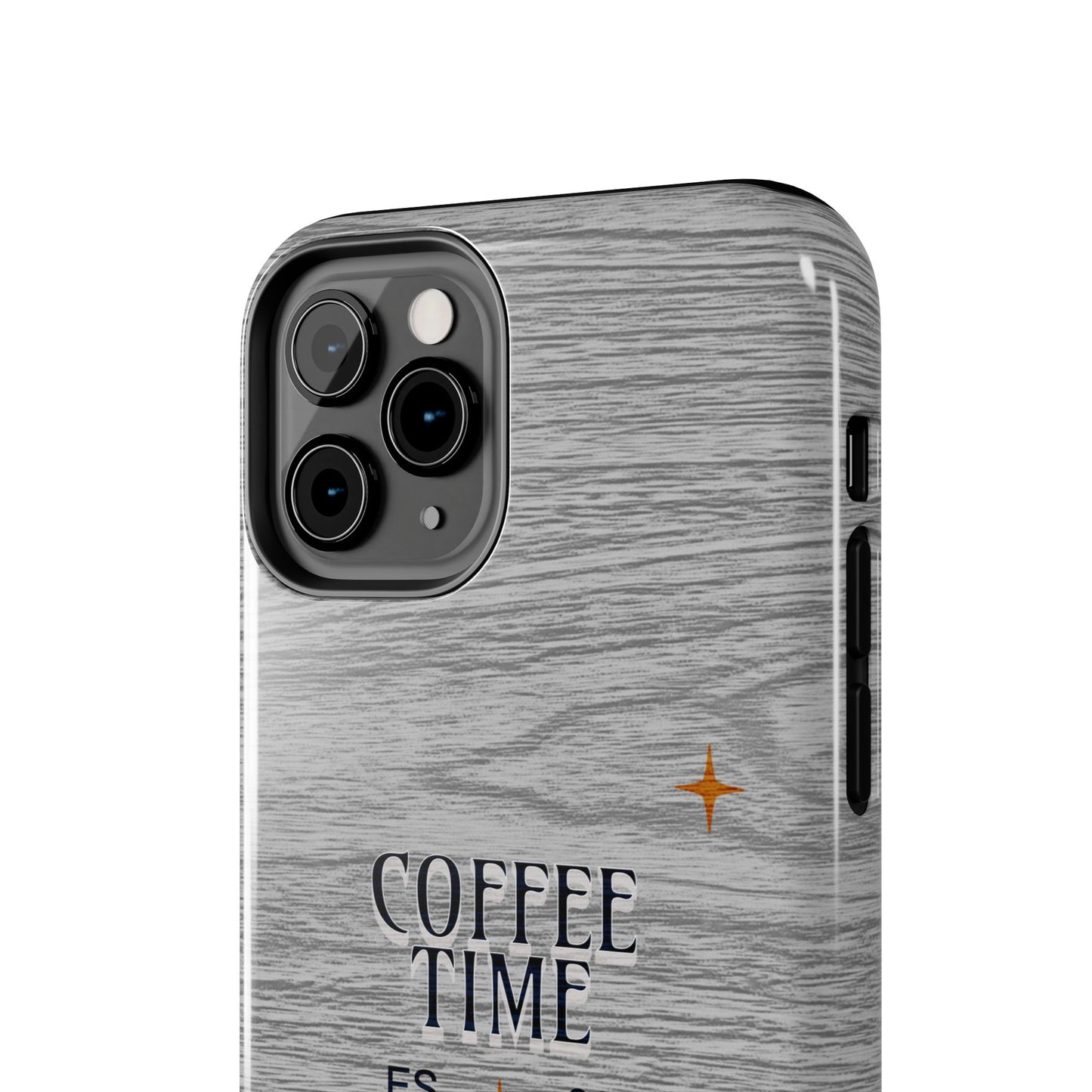 Coffee Time Tough Phone Case — Rustic Woodgrain Coffee Cup Design