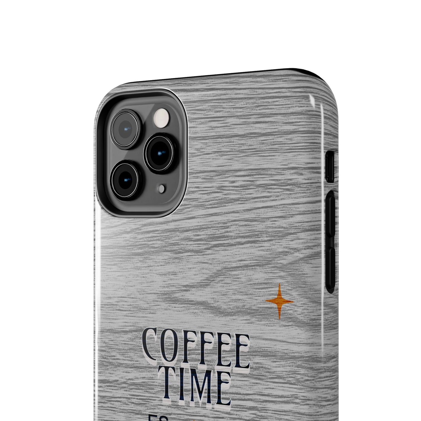 Coffee Time Tough Phone Case — Rustic Woodgrain Coffee Cup Design