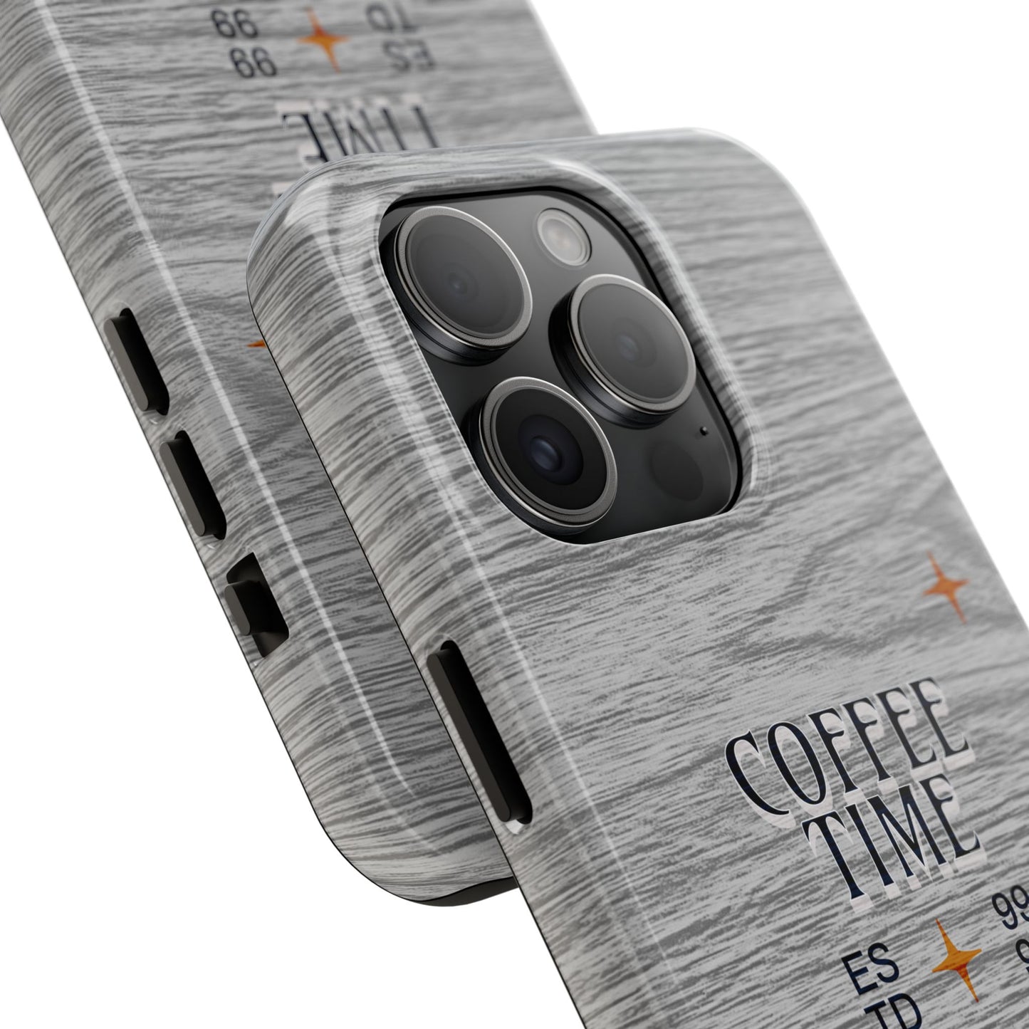 Coffee Time Tough Phone Case — Rustic Woodgrain Coffee Cup Design