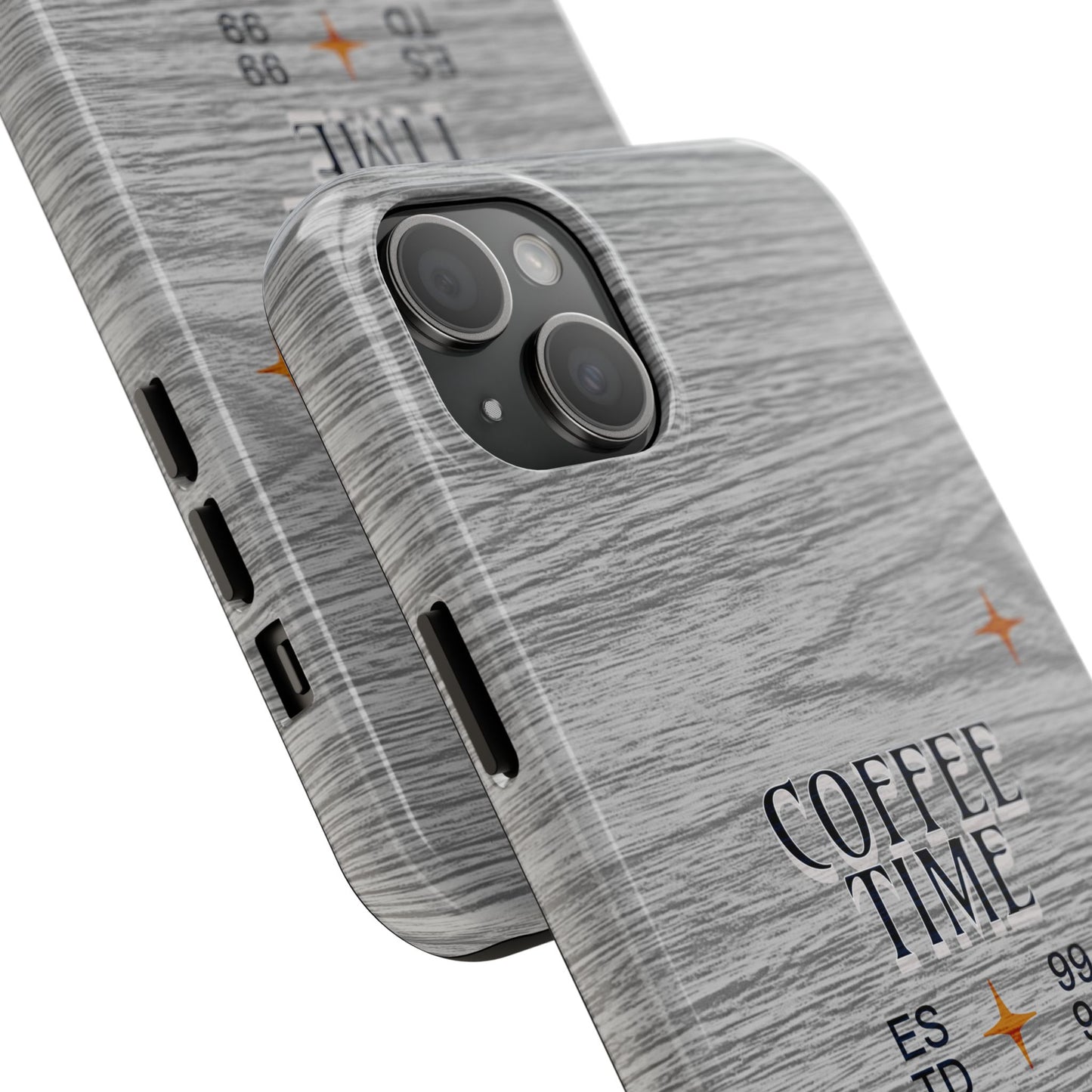 Coffee Time Tough Phone Case — Rustic Woodgrain Coffee Cup Design