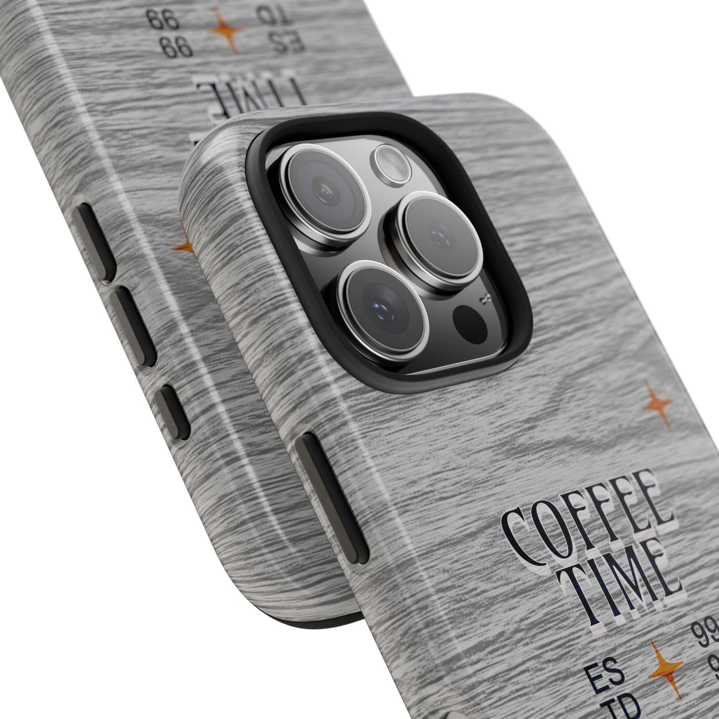 Coffee Time Tough Phone Case — Rustic Woodgrain Coffee Cup Design