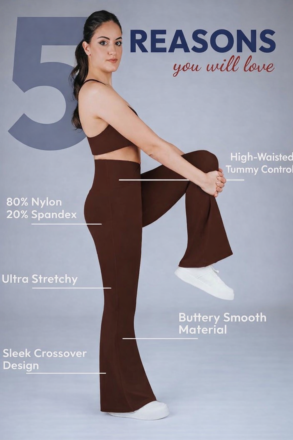 Leggings Bota Ancha Mujer – Flare Premium, Cintura Alta Push Up, Control de Abdomen, Tela Suave y Elástica, Diseño Crossover para Gym, Yoga y Uso Diario
