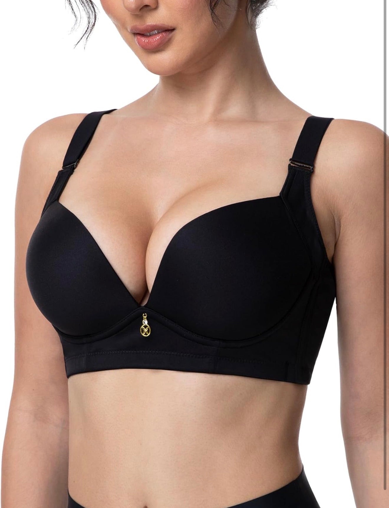 Bra Push Up Mujer sin Varilla – Efecto Aumento +2 Copas, Escote Profundo en V, Espalda Suavizante, Invisible sin Costuras | Wireless Seamless Bra & Edición Limitada – Alta Demanda (zide 36A)