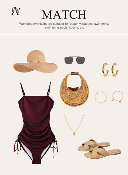 Women's one-piece swimsuit, brown, size 2XL