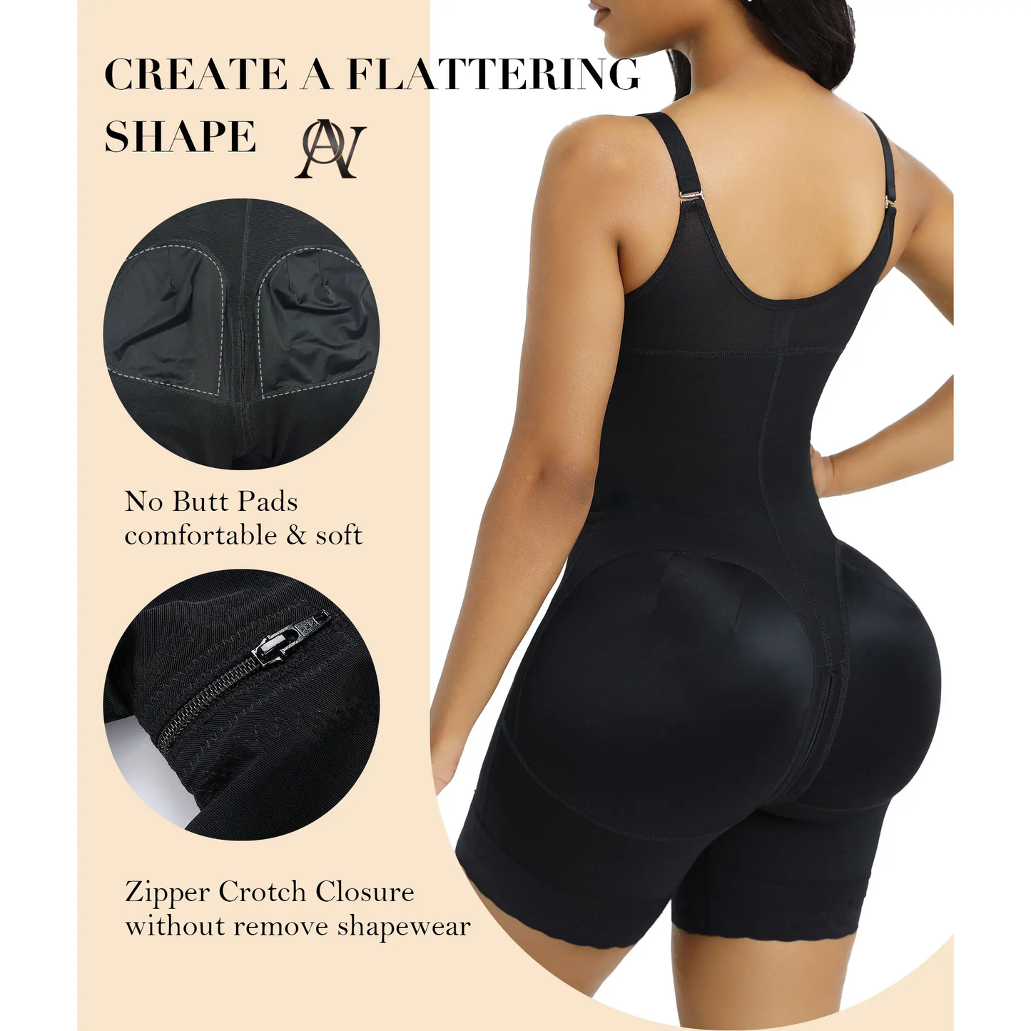 Women’S YIANNA Fajas Colombianas Shapewear Tummy Control Butt Lifter Shaper with Zipper Crotch Detachable Shoulder Strap Springstatements